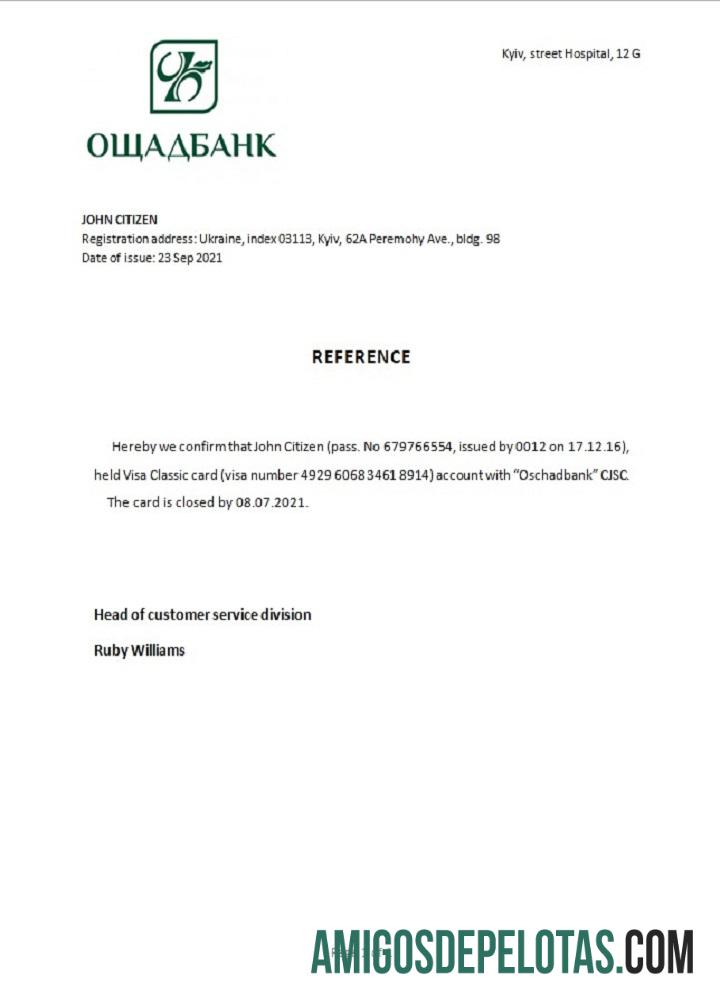 Referência de fechamento do Oschadbank da Ucrânia baixar para verificação